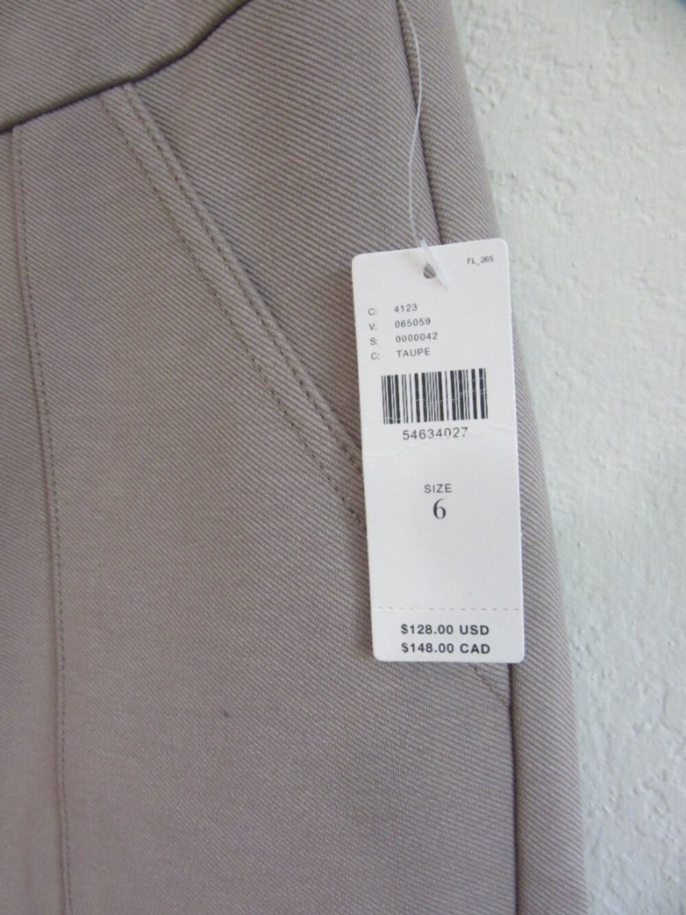 Anthropologie Taupe 6 the essential SLIM Trousers NWT - Picture 2 of 4
